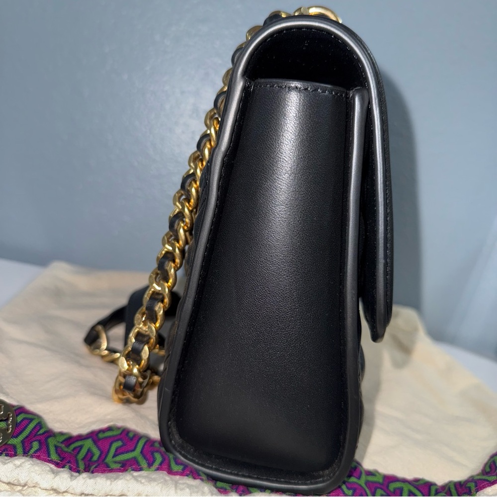 Tory Burch Black Quilted Shoulder Bag & Tory Burch Fleming Slim Wallet - Picture 4 of 16